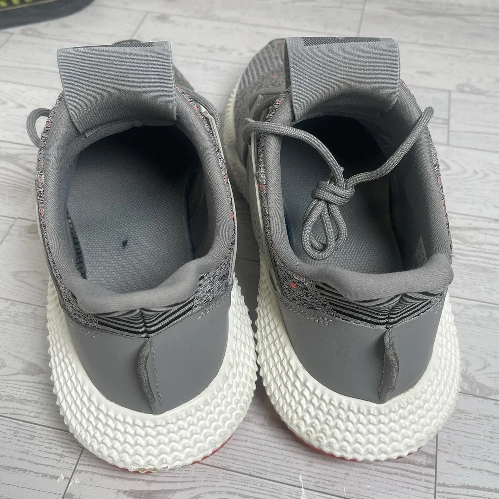 Adidas Prophere Shoes Mens 10.5 Gray Solar Red Primeknit CQ3023 Athletic Sneaker